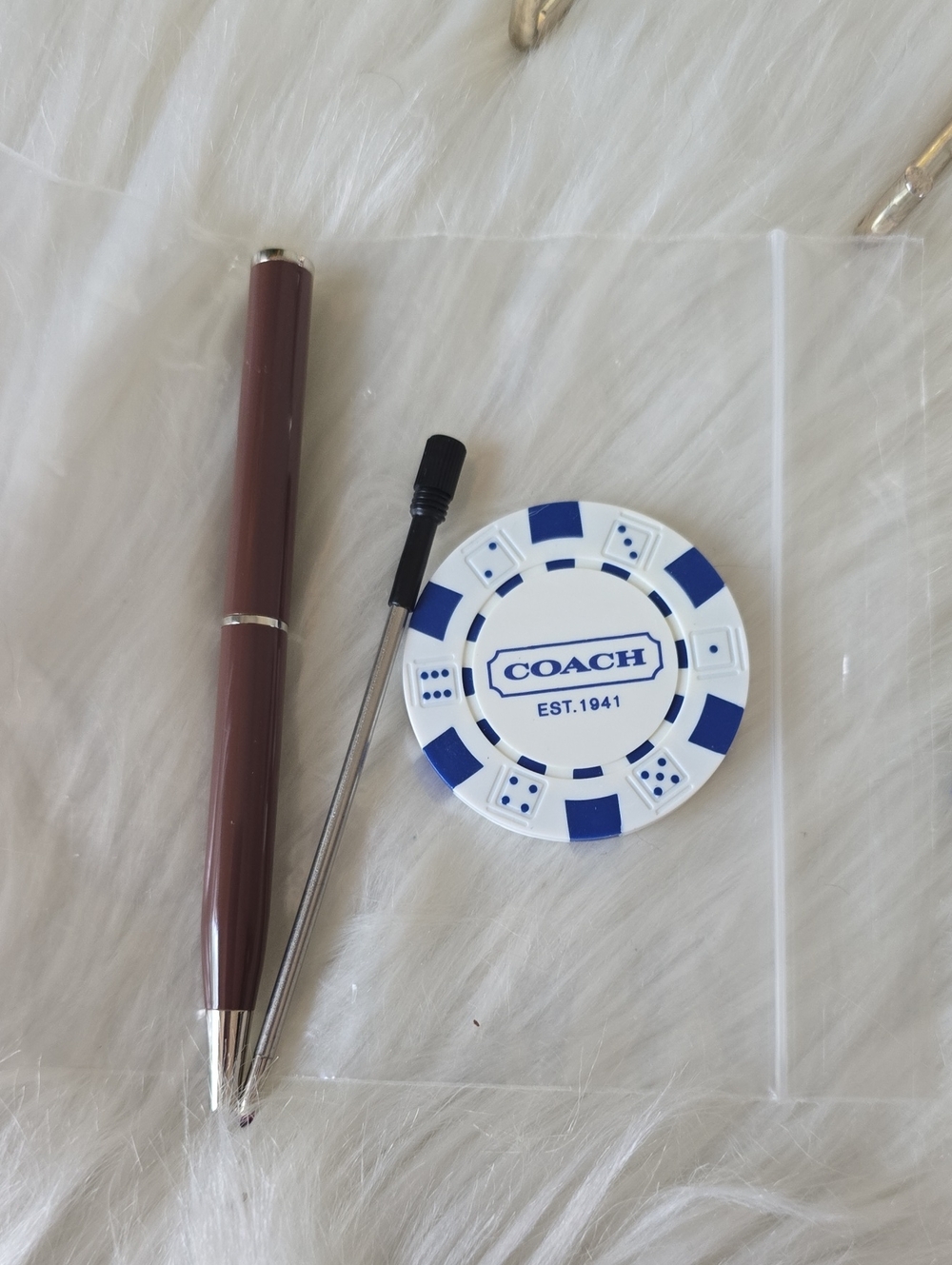 Coach Pen And Refill  and Navy And White  Poker Chip